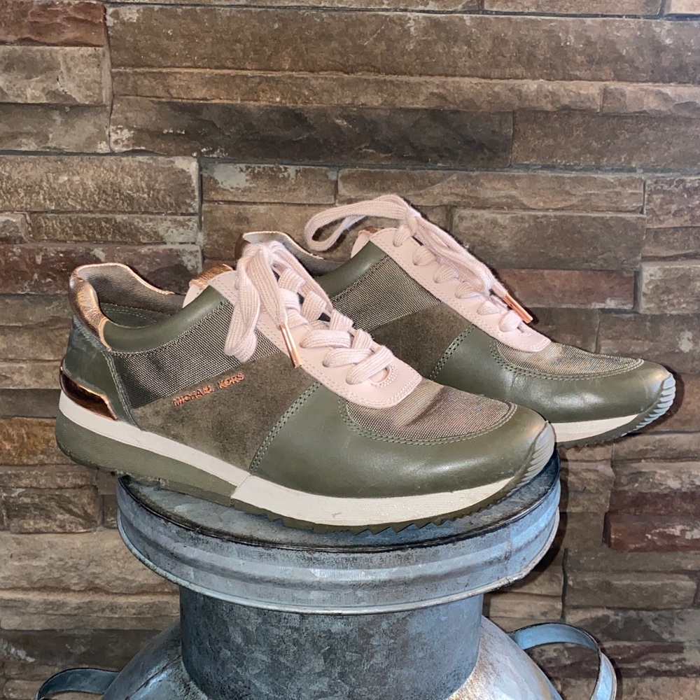 Michael Kors Olive and Blush Sneakers